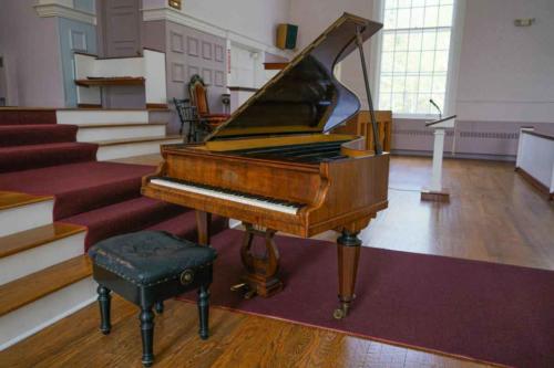 The Frederick’s 1859 Érard, ready for a recital in the Community Church